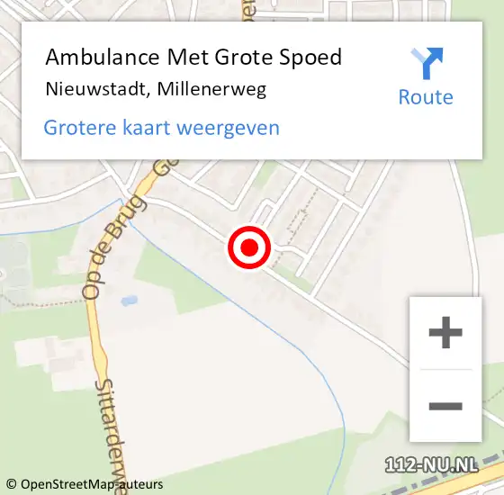 Locatie op kaart van de 112 melding: Ambulance Met Grote Spoed Naar Nieuwstadt, Millenerweg op 30 oktober 2013 16:01