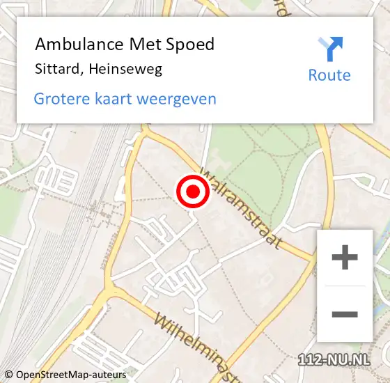 Locatie op kaart van de 112 melding: Ambulance Met Spoed Naar Sittard, Heinseweg op 22 februari 2015 09:59