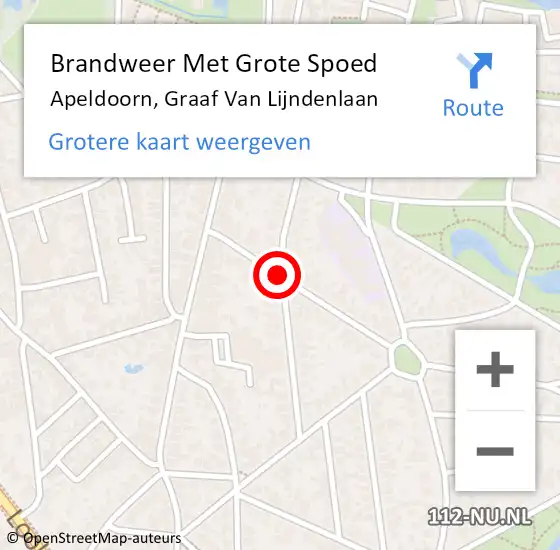 Locatie op kaart van de 112 melding: Brandweer Met Grote Spoed Naar Apeldoorn, Graaf Van Lijndenlaan op 22 februari 2015 10:06