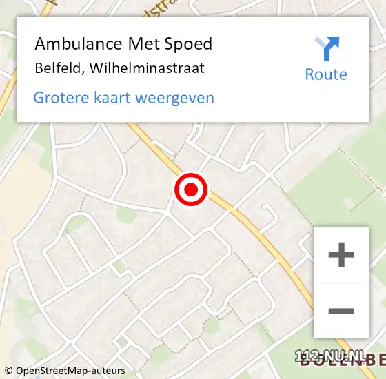 Locatie op kaart van de 112 melding: Ambulance Met Spoed Naar Belfeld, Wilhelminastraat op 22 februari 2015 10:55