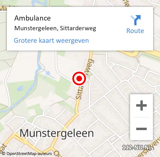 Locatie op kaart van de 112 melding: Ambulance Munstergeleen, Sittarderweg op 22 februari 2015 11:25