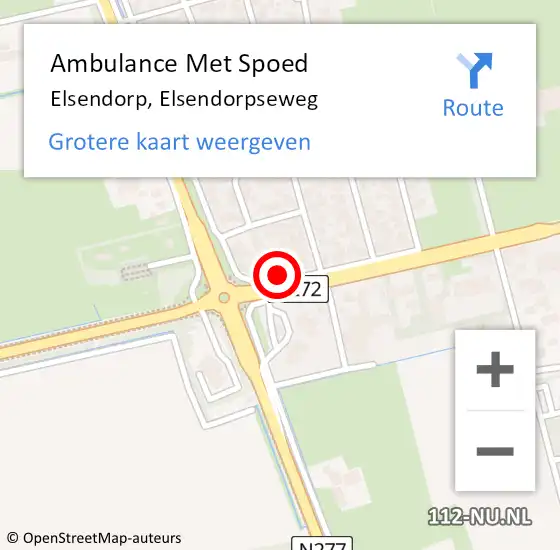 Locatie op kaart van de 112 melding: Ambulance Met Spoed Naar Elsendorp, Elsendorpseweg op 22 februari 2015 11:42