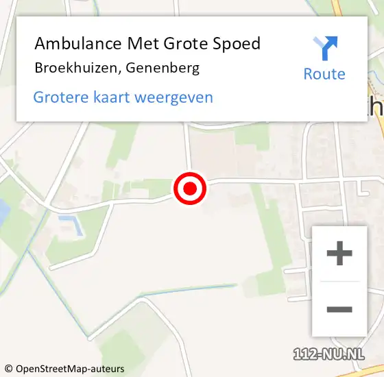 Locatie op kaart van de 112 melding: Ambulance Met Grote Spoed Naar Broekhuizen, Genenberg op 22 februari 2015 11:55