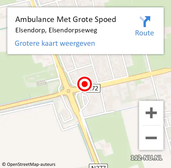 Locatie op kaart van de 112 melding: Ambulance Met Grote Spoed Naar Elsendorp, Elsendorpseweg op 22 februari 2015 11:58