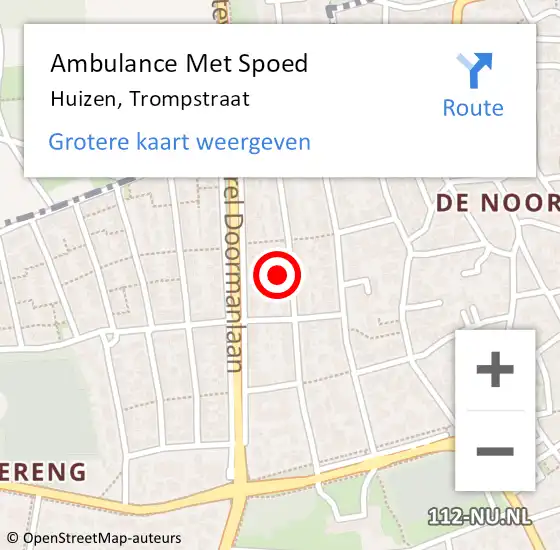 Locatie op kaart van de 112 melding: Ambulance Met Spoed Naar Huizen, Trompstraat op 22 februari 2015 12:18