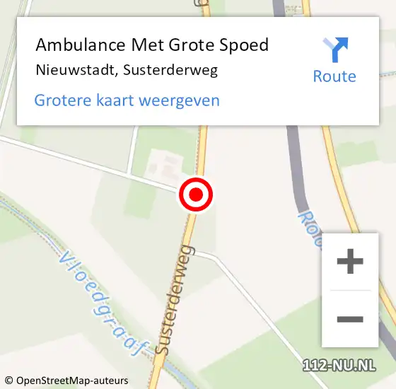 Locatie op kaart van de 112 melding: Ambulance Met Grote Spoed Naar Nieuwstadt, Susterderweg op 22 februari 2015 12:27