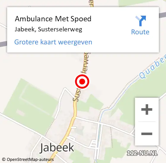 Locatie op kaart van de 112 melding: Ambulance Met Spoed Naar Jabeek, Susterselerweg op 22 februari 2015 12:49