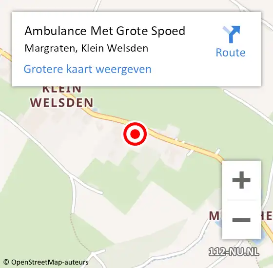 Locatie op kaart van de 112 melding: Ambulance Met Grote Spoed Naar Margraten, Klein Welsden op 22 februari 2015 13:31