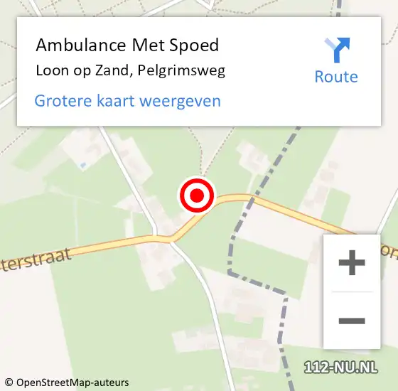 Locatie op kaart van de 112 melding: Ambulance Met Spoed Naar Loon op Zand, Pelgrimsweg op 22 februari 2015 13:41