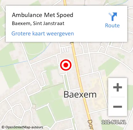 Locatie op kaart van de 112 melding: Ambulance Met Spoed Naar Baexem, Sint Janstraat op 22 februari 2015 13:46