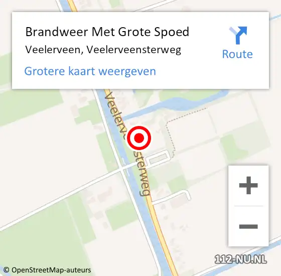 Locatie op kaart van de 112 melding: Brandweer Met Grote Spoed Naar Veelerveen, Veelerveensterweg op 22 februari 2015 14:28