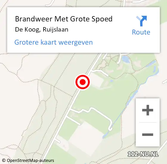 Locatie op kaart van de 112 melding: Brandweer Met Grote Spoed Naar De Koog, Ruijslaan op 22 februari 2015 15:47