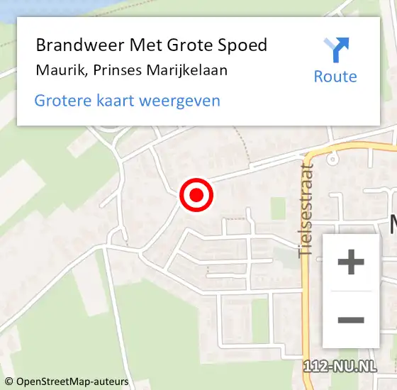 Locatie op kaart van de 112 melding: Brandweer Met Grote Spoed Naar Maurik, Prinses Marijkelaan op 30 oktober 2013 16:28