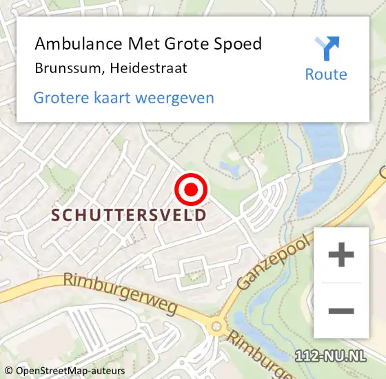 Locatie op kaart van de 112 melding: Ambulance Met Grote Spoed Naar Brunssum, Heidestraat op 22 februari 2015 16:55