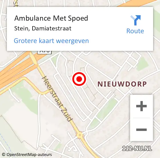 Locatie op kaart van de 112 melding: Ambulance Met Spoed Naar Stein, Damiatestraat op 22 februari 2015 17:40