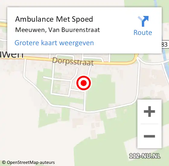 Locatie op kaart van de 112 melding: Ambulance Met Spoed Naar Meeuwen, Van Buurenstraat op 22 februari 2015 18:54