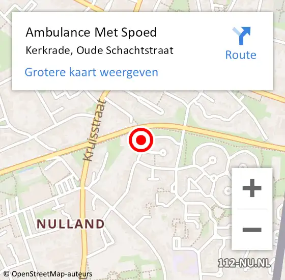 Locatie op kaart van de 112 melding: Ambulance Met Spoed Naar Kerkrade, Oude Schachtstraat op 22 februari 2015 18:57