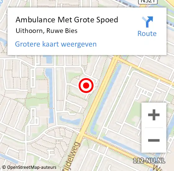 Locatie op kaart van de 112 melding: Ambulance Met Grote Spoed Naar Uithoorn, Ruwe Bies op 22 februari 2015 19:11