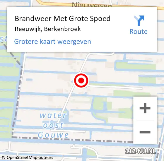 Locatie op kaart van de 112 melding: Brandweer Met Grote Spoed Naar Reeuwijk, Berkenbroek op 22 februari 2015 19:33