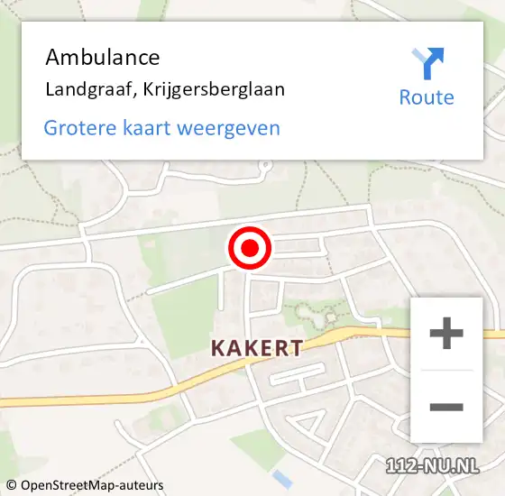 Locatie op kaart van de 112 melding: Ambulance Landgraaf, Krijgersberglaan op 22 februari 2015 21:04