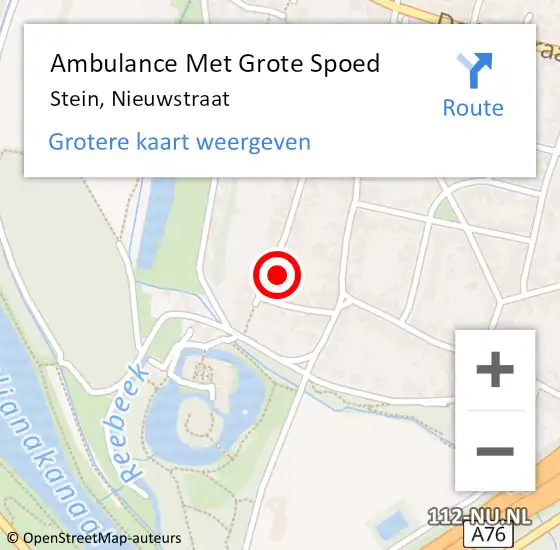 Locatie op kaart van de 112 melding: Ambulance Met Grote Spoed Naar Stein, Nieuwstraat op 22 februari 2015 21:11