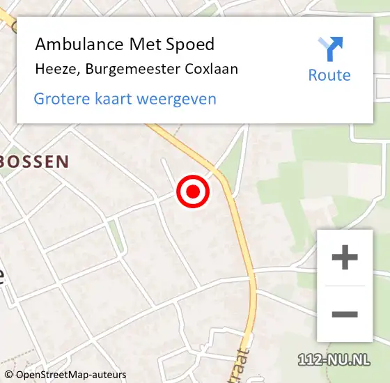 Locatie op kaart van de 112 melding: Ambulance Met Spoed Naar Heeze, Burgemeester Coxlaan op 22 februari 2015 21:17