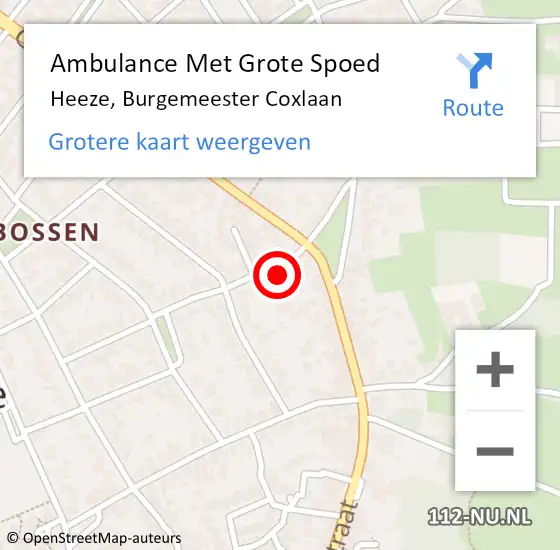 Locatie op kaart van de 112 melding: Ambulance Met Grote Spoed Naar Heeze, Burgemeester Coxlaan op 22 februari 2015 21:23