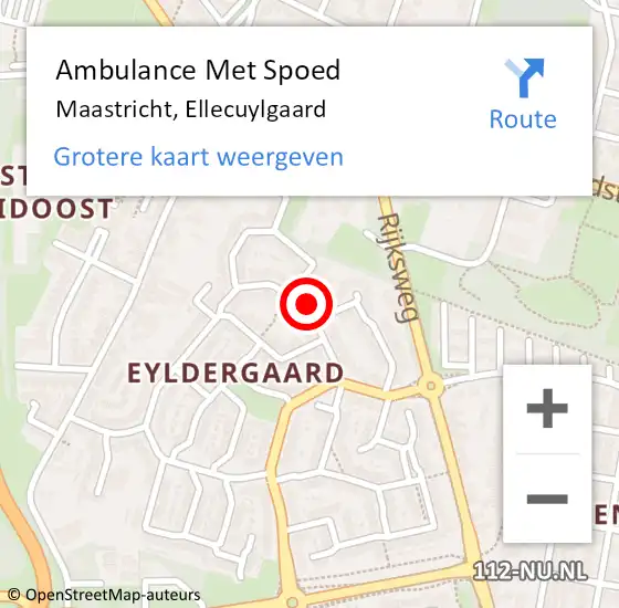 Locatie op kaart van de 112 melding: Ambulance Met Spoed Naar Maastricht, Ellecuylgaard op 22 februari 2015 22:14