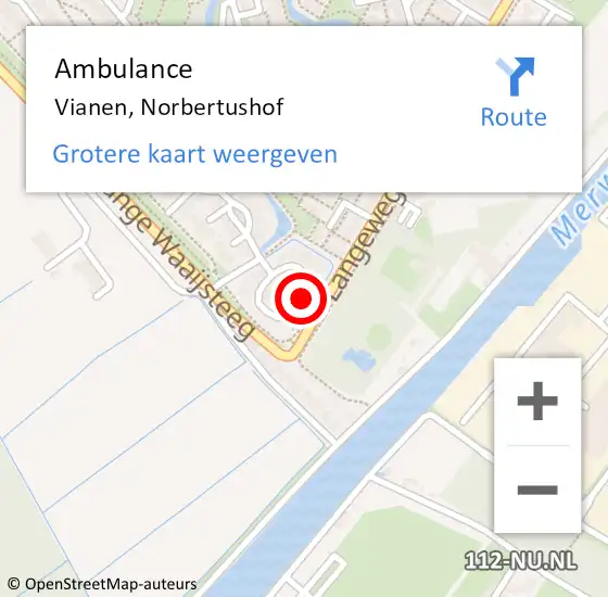 Locatie op kaart van de 112 melding: Ambulance Vianen, Norbertushof op 22 februari 2015 22:40