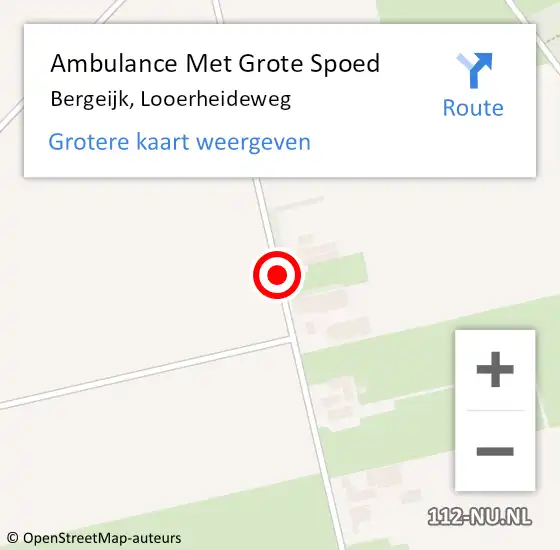 Locatie op kaart van de 112 melding: Ambulance Met Grote Spoed Naar Bergeijk, Looerheideweg op 22 februari 2015 22:52