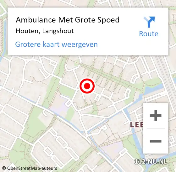 Locatie op kaart van de 112 melding: Ambulance Met Grote Spoed Naar Houten, Langshout op 22 februari 2015 23:10