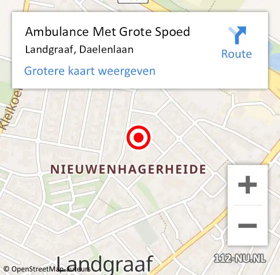 Locatie op kaart van de 112 melding: Ambulance Met Grote Spoed Naar Landgraaf, Daelenlaan op 22 februari 2015 23:37