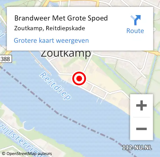 Locatie op kaart van de 112 melding: Brandweer Met Grote Spoed Naar Zoutkamp, Reitdiepskade op 23 februari 2015 01:17