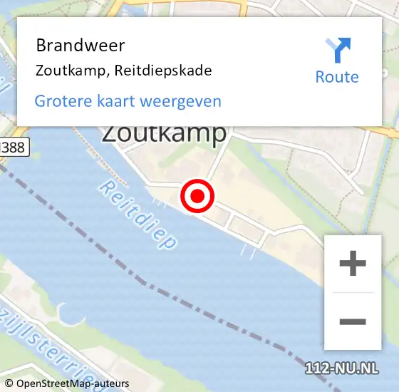 Locatie op kaart van de 112 melding: Brandweer Zoutkamp, Reitdiepskade op 23 februari 2015 01:19