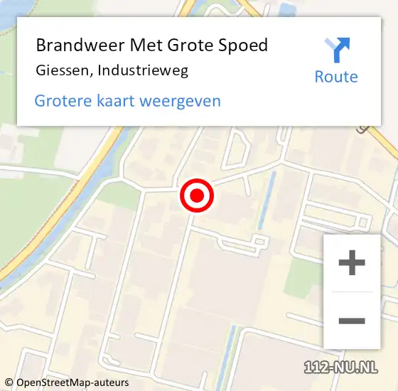 Locatie op kaart van de 112 melding: Brandweer Met Grote Spoed Naar Giessen, Industrieweg op 23 februari 2015 03:51