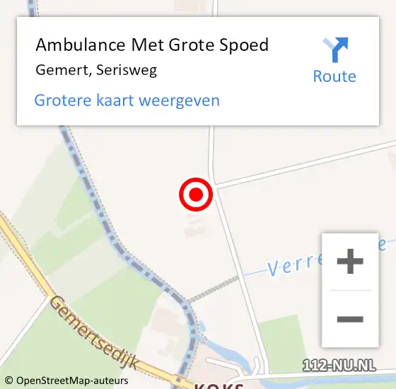 Locatie op kaart van de 112 melding: Ambulance Met Grote Spoed Naar Gemert, Serisweg op 23 februari 2015 05:18