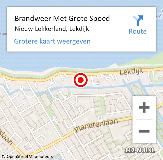 Locatie op kaart van de 112 melding: Brandweer Met Grote Spoed Naar Nieuw-Lekkerland, Lekdijk op 23 februari 2015 06:45