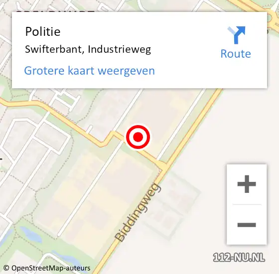 Locatie op kaart van de 112 melding: Politie Swifterbant, Industrieweg op 30 oktober 2013 17:12