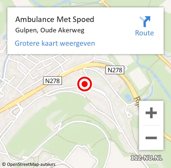 Locatie op kaart van de 112 melding: Ambulance Met Spoed Naar Gulpen, Oude Akerweg op 23 februari 2015 08:46