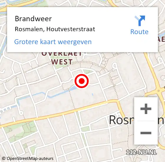 Locatie op kaart van de 112 melding: Brandweer Rosmalen, Houtvesterstraat op 23 februari 2015 09:12