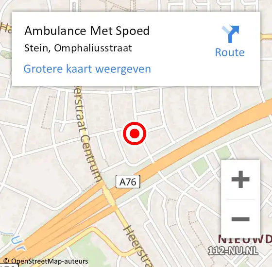 Locatie op kaart van de 112 melding: Ambulance Met Spoed Naar Stein, Omphaliusstraat op 23 februari 2015 10:57