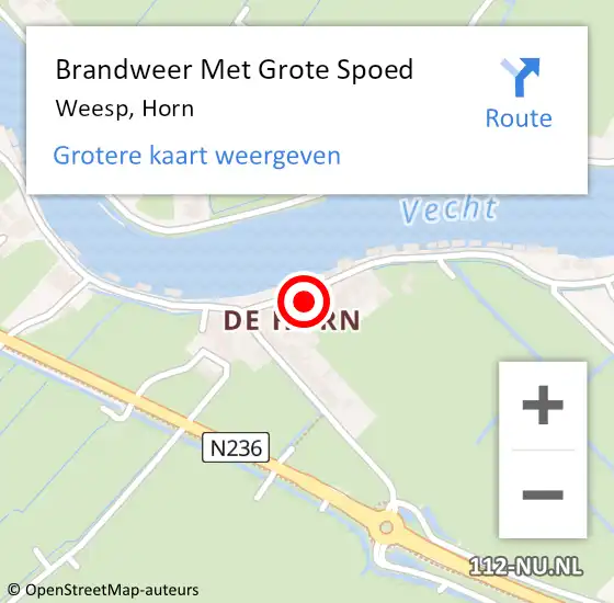 Locatie op kaart van de 112 melding: Brandweer Met Grote Spoed Naar Weesp, Horn op 23 februari 2015 11:08