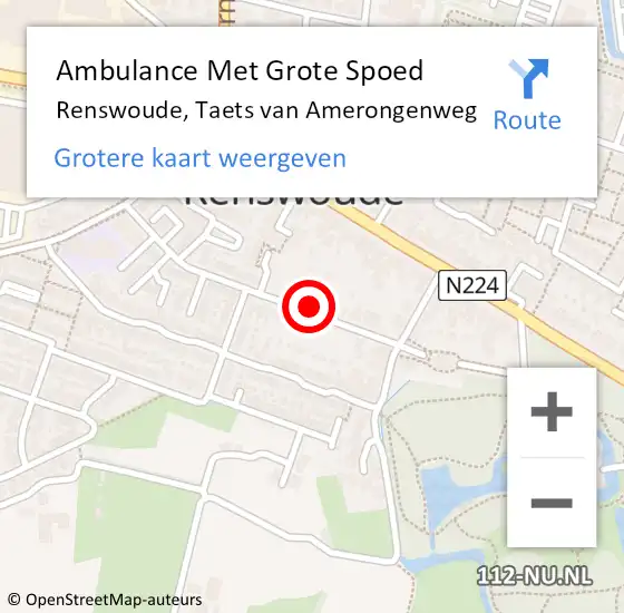 Locatie op kaart van de 112 melding: Ambulance Met Grote Spoed Naar Renswoude, Taets van Amerongenweg op 23 februari 2015 11:08