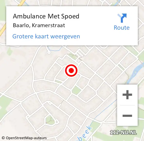 Locatie op kaart van de 112 melding: Ambulance Met Spoed Naar Baarlo, Kramerstraat op 23 februari 2015 11:14