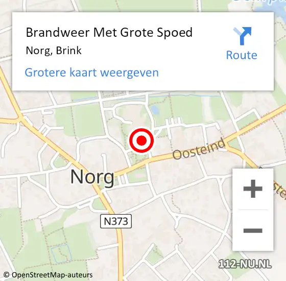 Locatie op kaart van de 112 melding: Brandweer Met Grote Spoed Naar Norg, Brink op 23 februari 2015 11:41