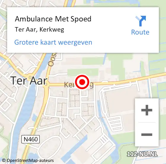 Locatie op kaart van de 112 melding: Ambulance Met Spoed Naar Ter Aar, Kerkweg op 23 februari 2015 11:42