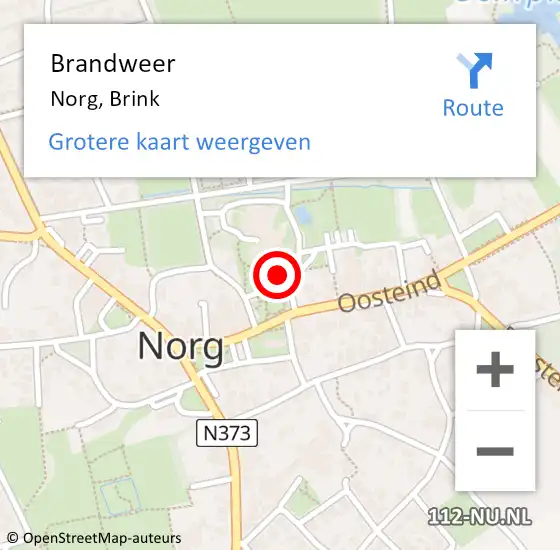 Locatie op kaart van de 112 melding: Brandweer Norg, Brink op 23 februari 2015 11:42