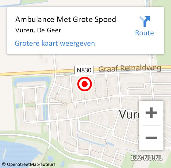 Locatie op kaart van de 112 melding: Ambulance Met Grote Spoed Naar Vuren, De Geer op 23 februari 2015 11:55