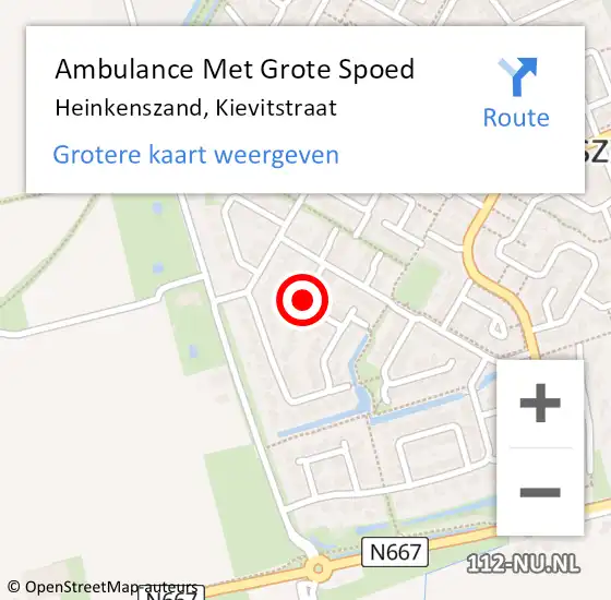 Locatie op kaart van de 112 melding: Ambulance Met Grote Spoed Naar Heinkenszand, Kievitstraat op 23 februari 2015 11:56