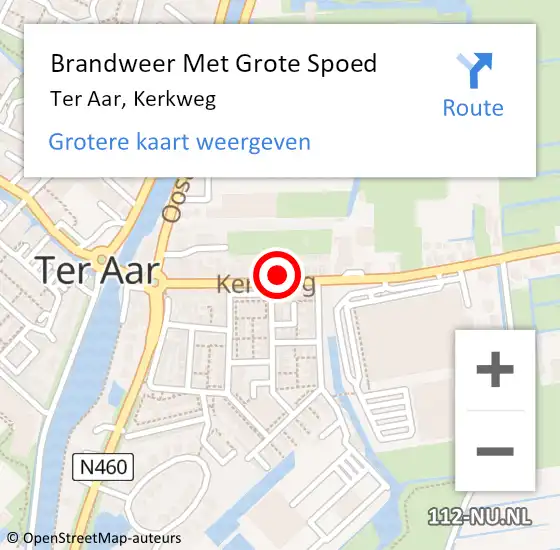 Locatie op kaart van de 112 melding: Brandweer Met Grote Spoed Naar Ter Aar, Kerkweg op 23 februari 2015 11:57